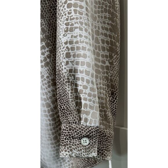 NOTATIONS Animal Print Top Natural Colors Women's Semi-Sheer Sz M - Picture 6 of 10